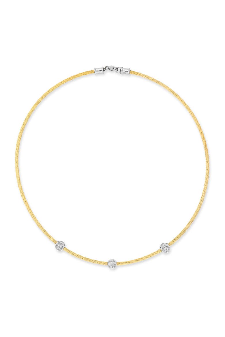 18K White Gold Yellow Cable With Diamond Necklace - 0.14 ctw, Main, color, YELLOW