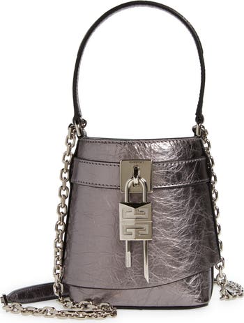 【GIVENCHY】SHARK LOCK MICRO BUCKET BAG Givenchy Shark Lock Micro Bucket Bag in Metallized Laminated