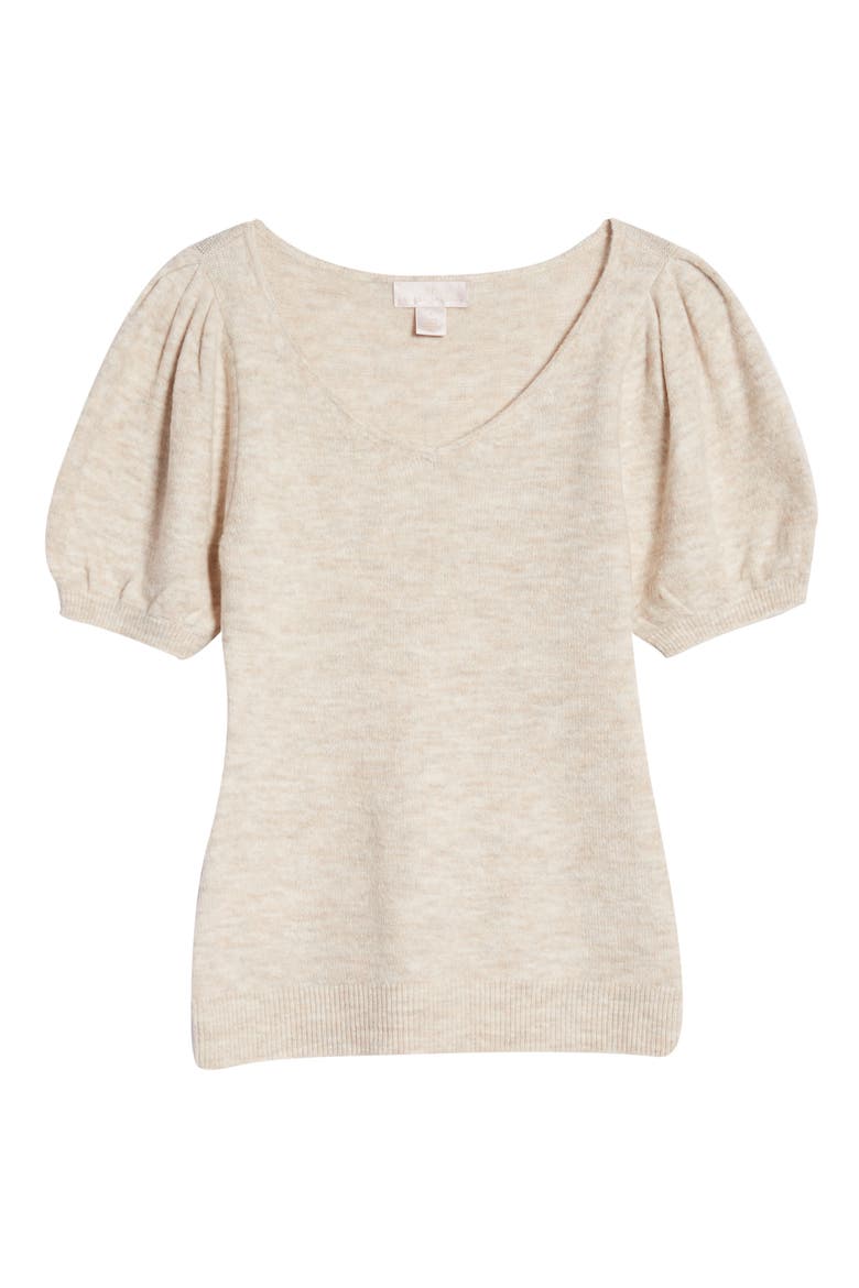 Puff Sleeve Sweater, Alternate, color, BEIGE OATMEAL HEATHER