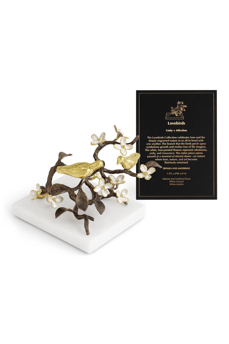 Lovebirds Decorative Object, Alternate, color, BRASS/ GOLD/ WHITE