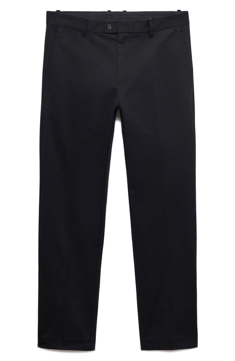 MANGO Slim Fit Stretch Cotton Twill Pants, Alternate, color, Black