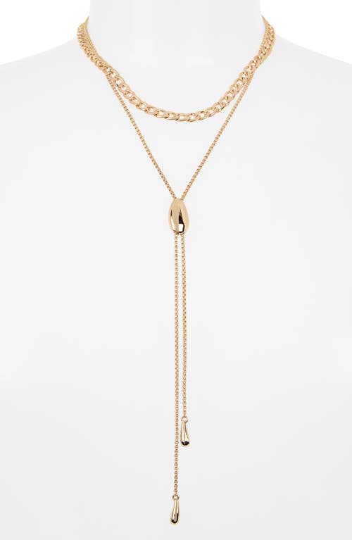 Nordstrom Rack Layered Rolo Chain & Bolo Chain Necklace In Gold