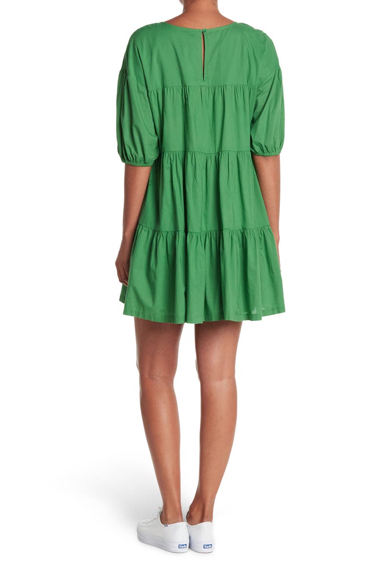 Tiered Mini Dress, Alternate, color, GREEN STRIP