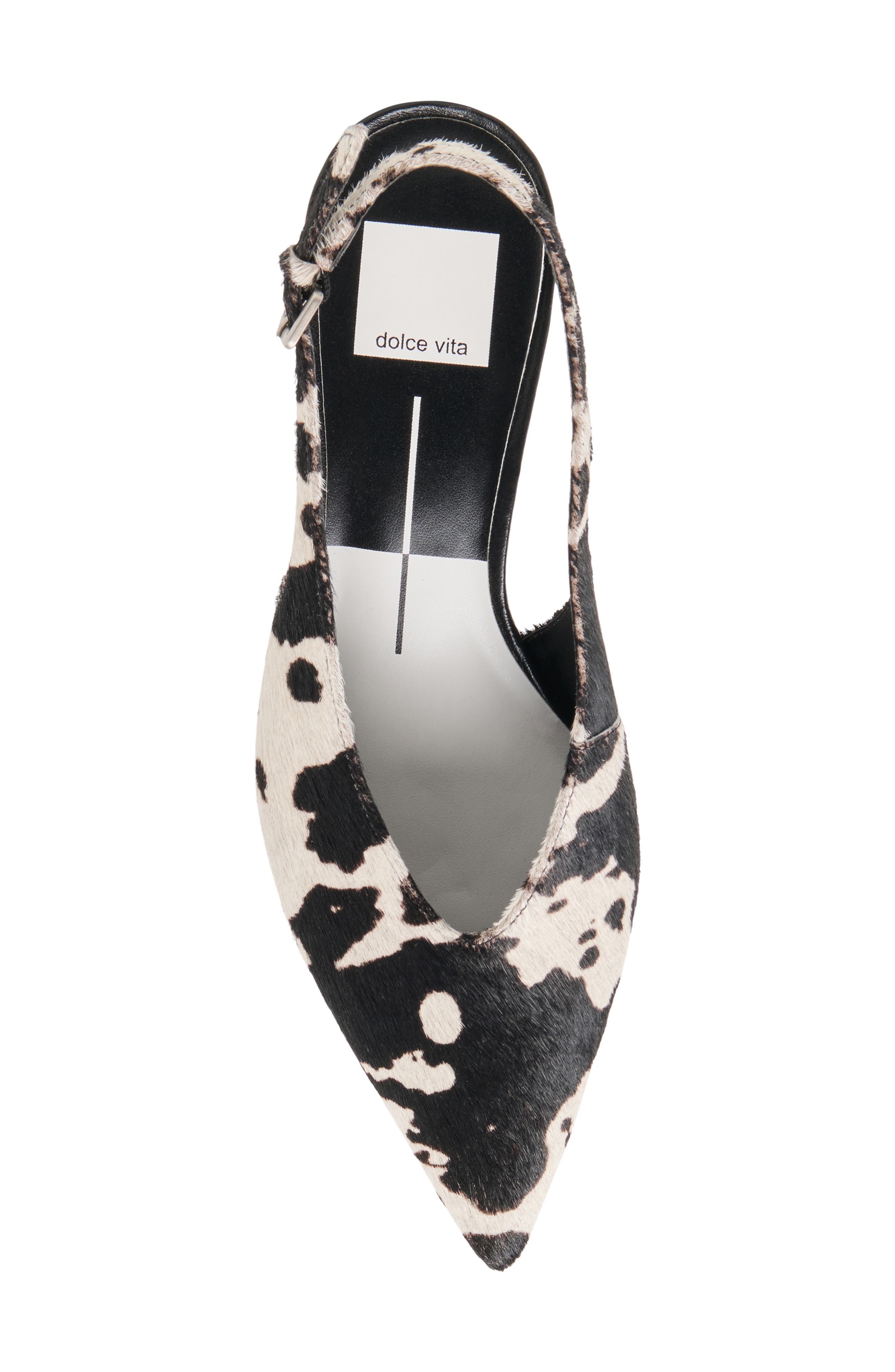Dolce Vita Alenna Slingback Pointed Toe Kitten Heel Pump, Alternate, color, Black/White Taurus C