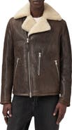 AllSaints Xylon Shearling Lined Leather Biker Jacket