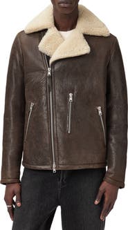AllSaints Xylon Shearling Lined Leather Biker Jacket