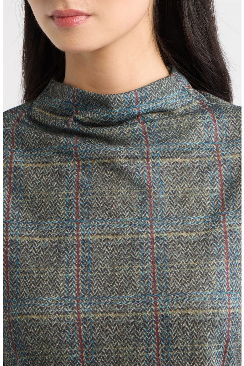 Mock Neck Long Sleeve Top, Alternate, color, CRANBERRY MULTI