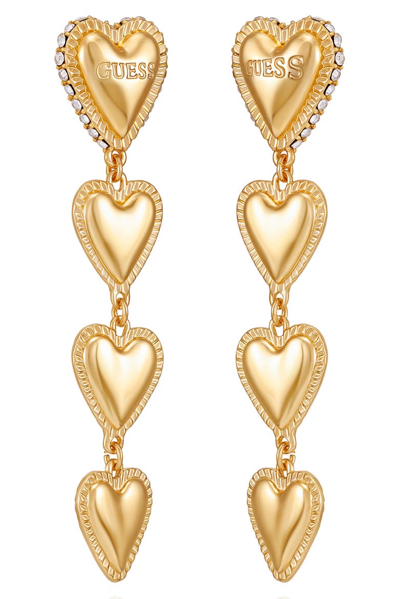 Heart Pavé Drop Earrings, Alternate, color, GOLD TONE