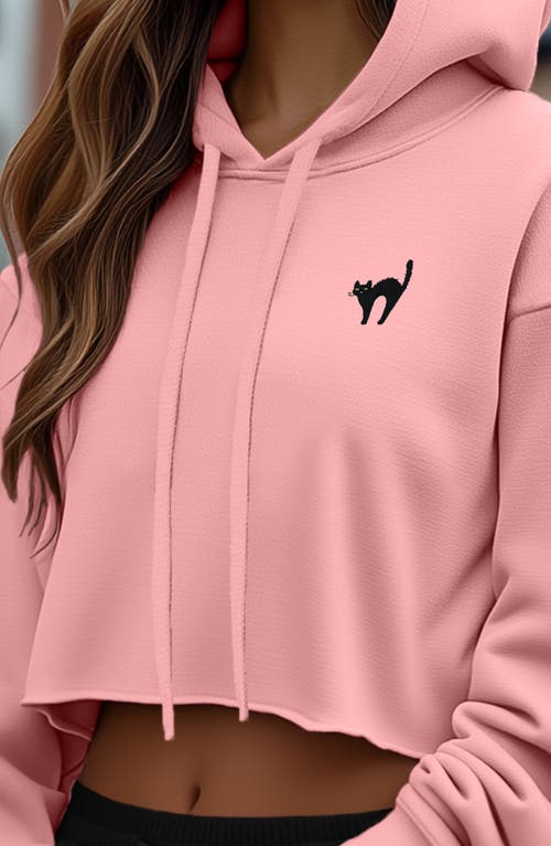 DALIX DALIX BLACK CAT CROPPED FLEECE HOODIE 