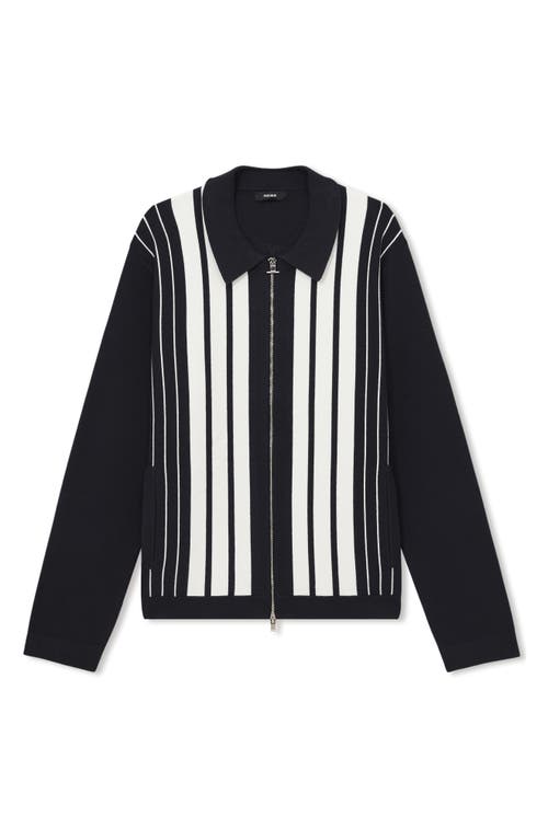 Shop Reiss Ambient Stripe Zip Cardigan In Navy/white