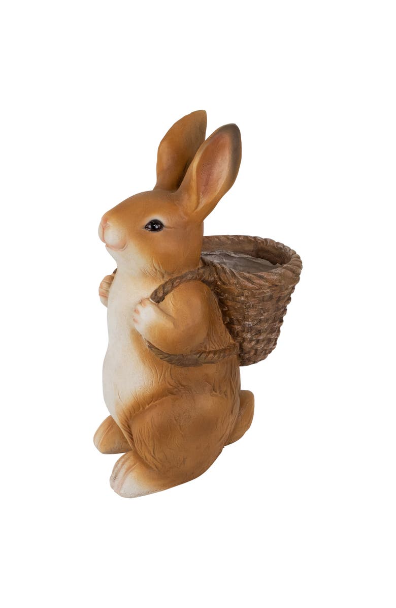Northlight Standing Bunny Carrying a Basket Outdoor Garden Statue - 16.75", Alternate, color, Brown