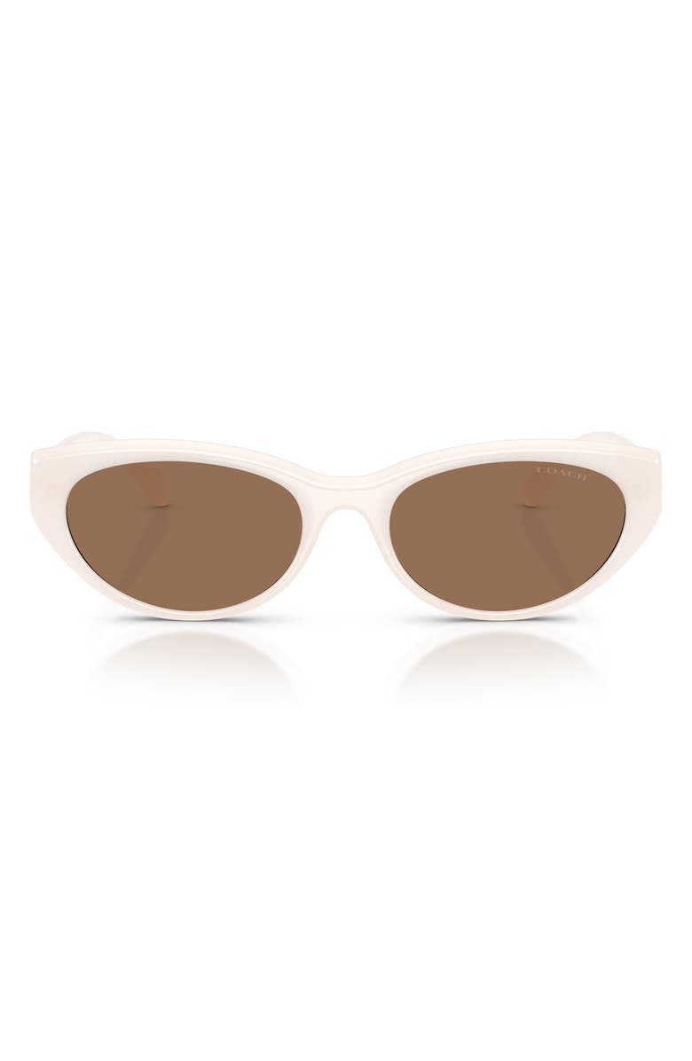 COACH 55mm Pillow Sunglasses, Main, color, Milky Cloud / Brown Solid