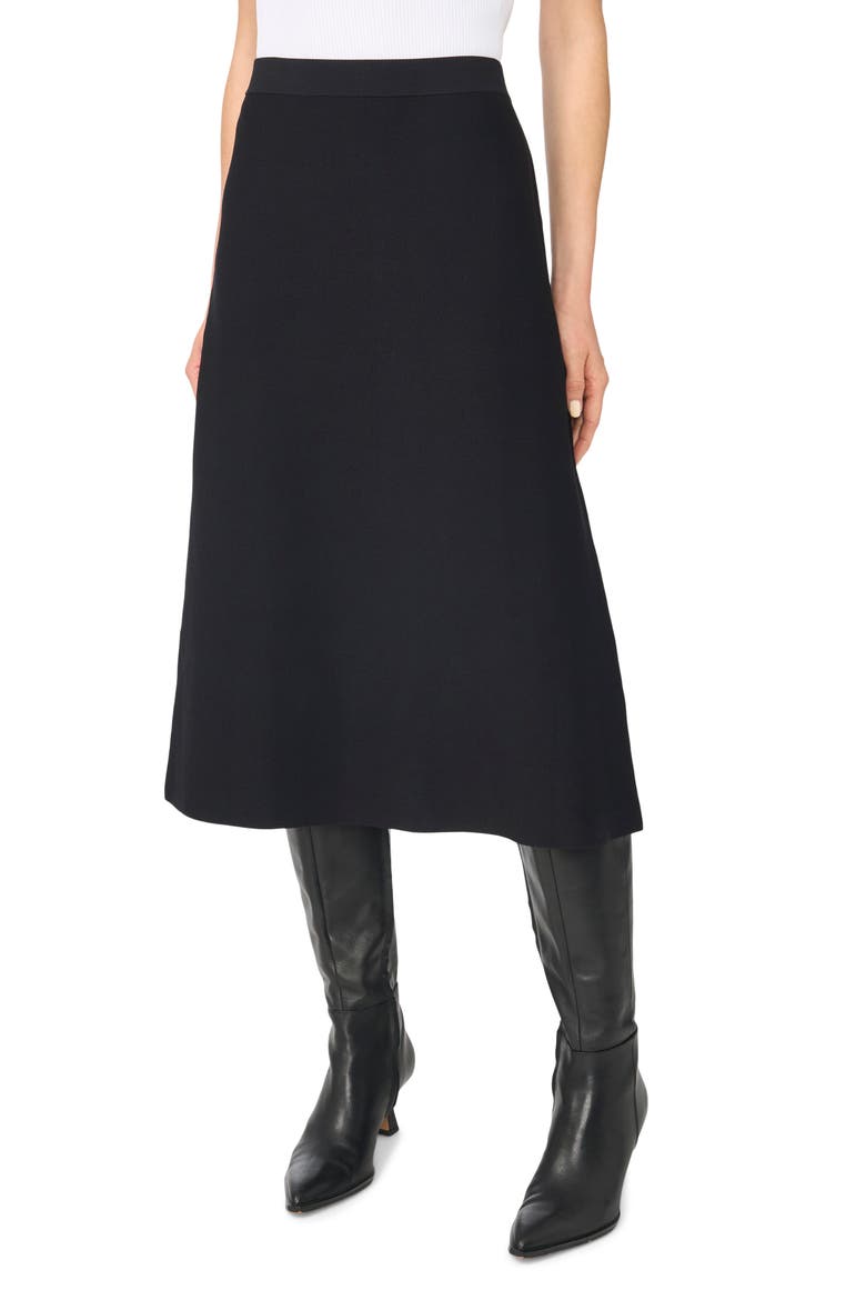 Sweater Knit Midi Skirt, Main, color, RICH BLACK