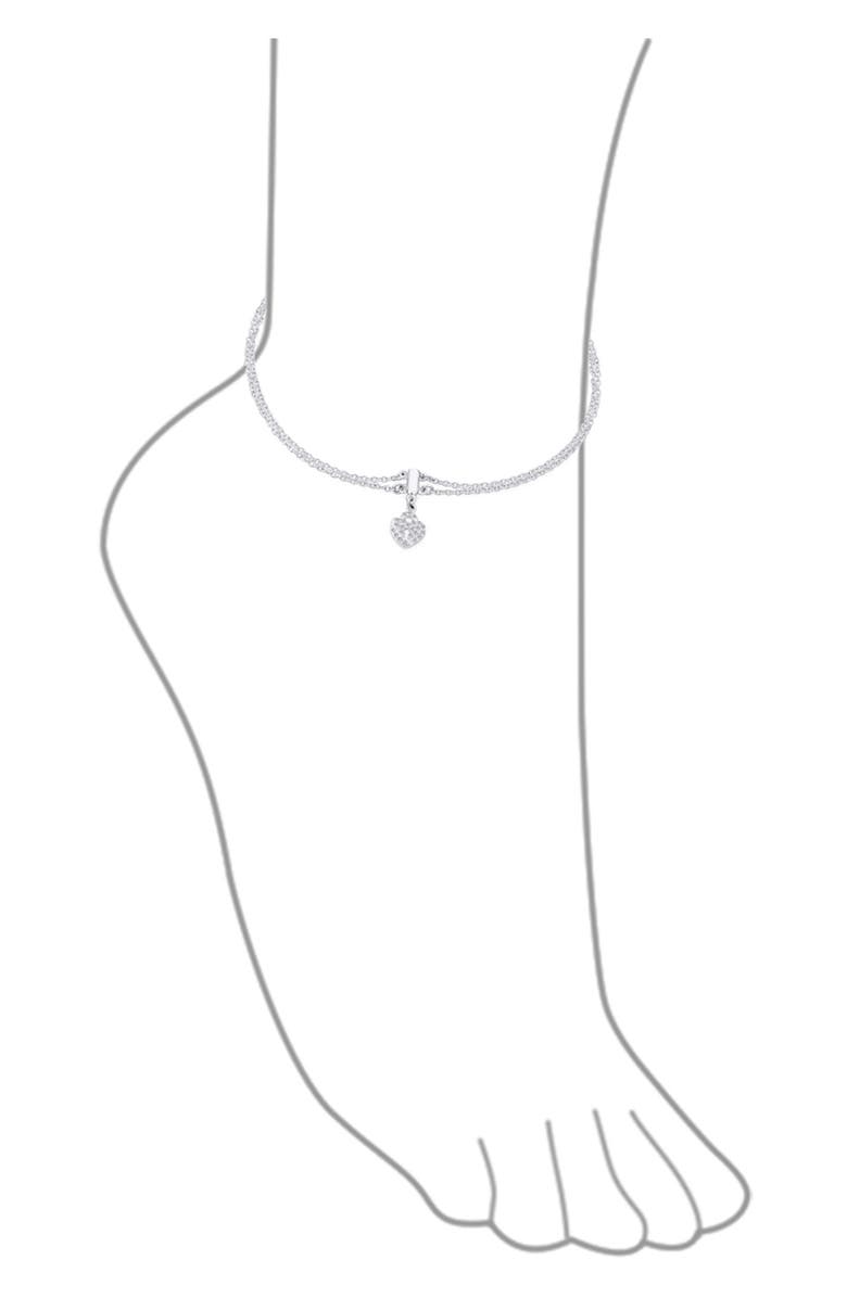 BLING JEWELRY Sterling Silver Heart Lock CZ Charm Anklet, Alternate, color,