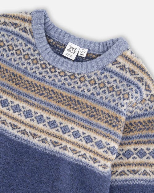 Deux Par Deux Norwegian Jacquard Knit Sweater In Black