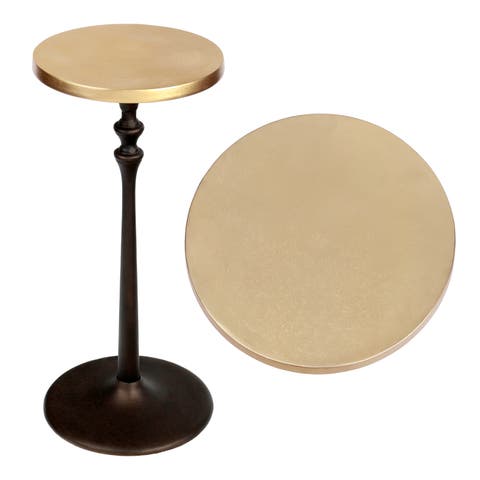 Lulu 19.5" Art Deco Classic Pedestal Round Metal Drink Table and Decorative End Table