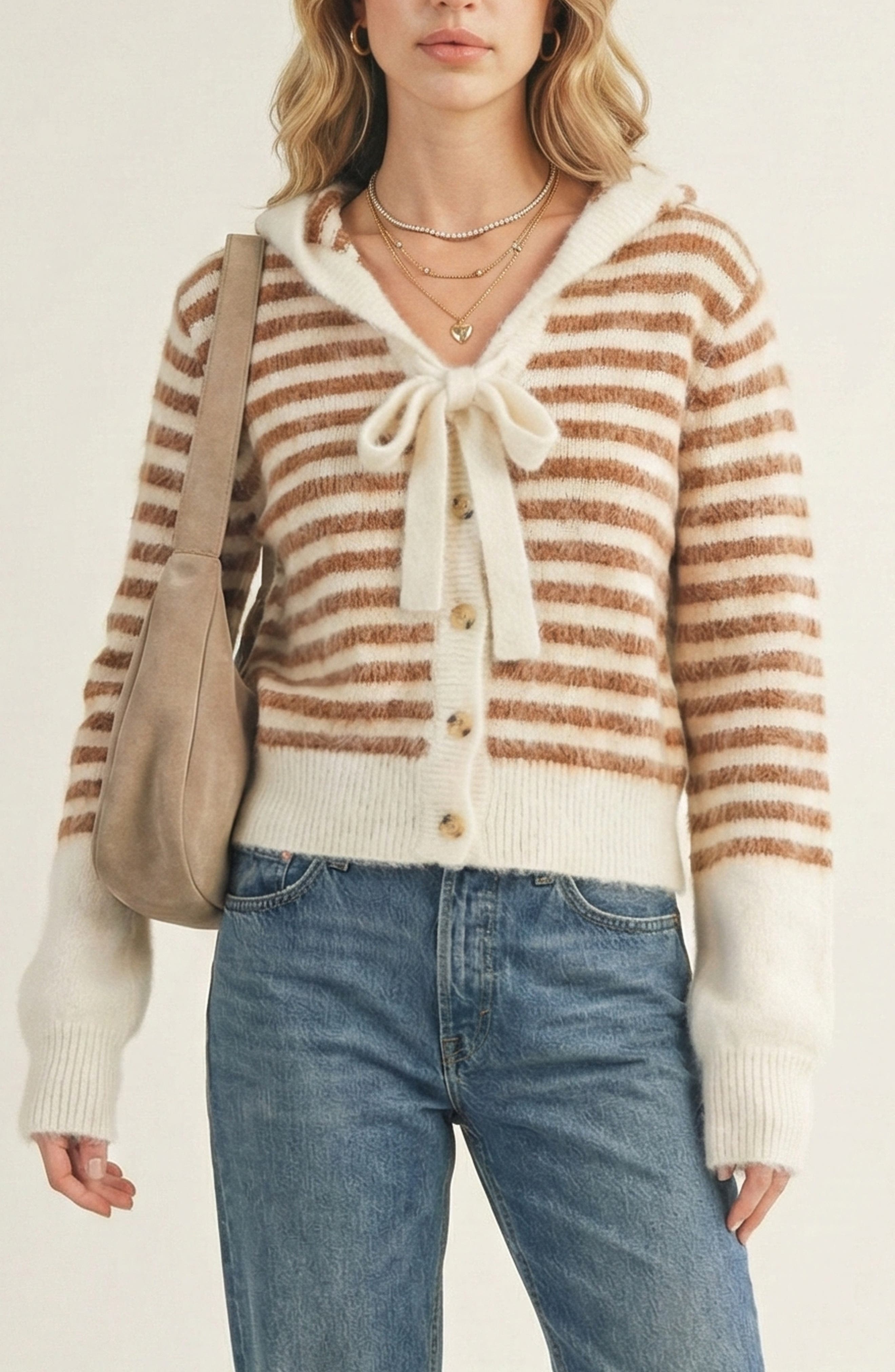 selected Ivory / Brown Stripes