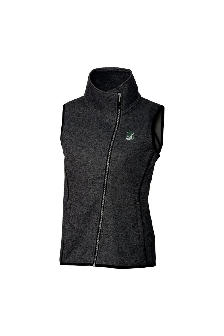 Women's Cutter & Buck Heather Charcoal Portland State Vikings Mainsail Sweater-Knit Full-Zip Vest, Alternate, color, Heather Charcoal