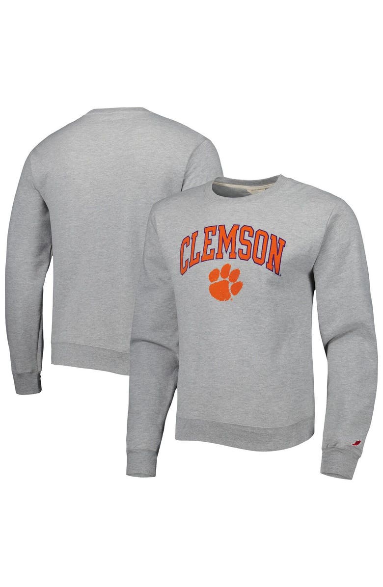 LEAGUE COLLEGIATE WEAR Men's League Collegiate Wear Heather Gray Clemson Tigers 1965 Arch Essential Lightweight Pullover Sweatshirt, Alternate, color, Heather Gray