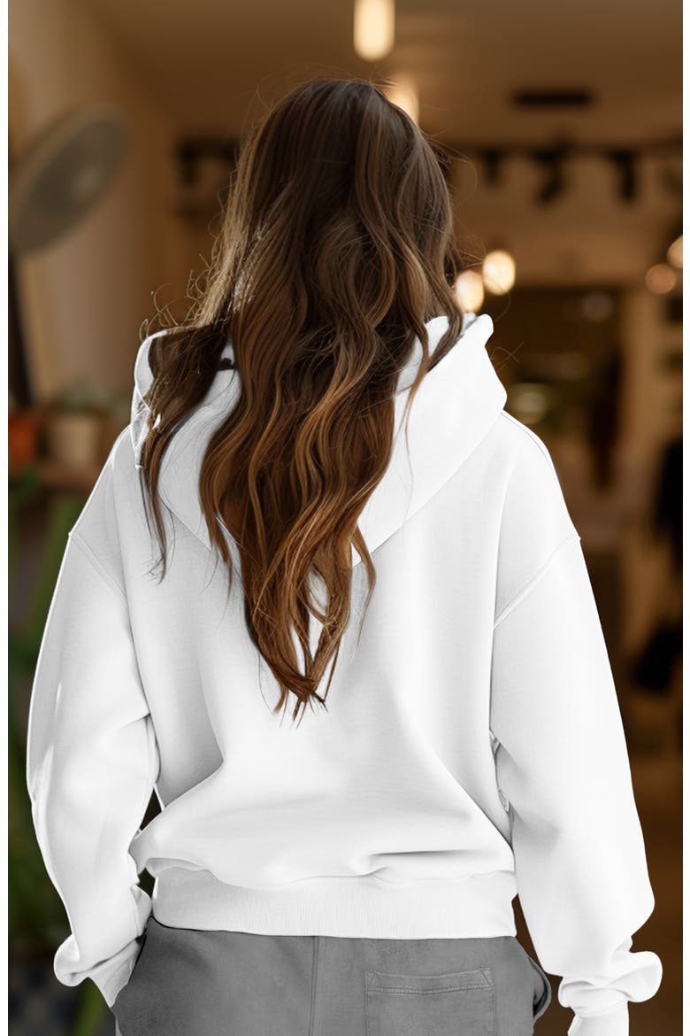 Womens Butterfly Midweight Fleece Relaxed Hooded Sweatshirt, Alternate, color, White