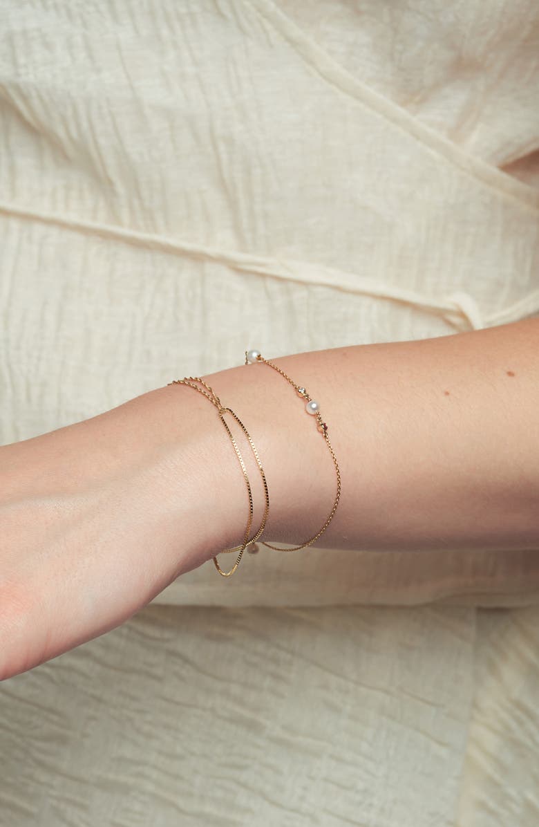 Poppy Finch Shimmer Cultured Pearl Double Chain Bracelet, Alternate, color, 