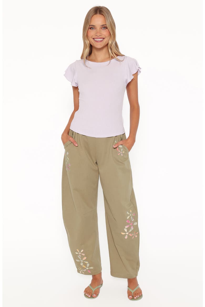 Telena Barrel Leg Pants, Alternate, color, OLIVE GREEN PATCHWORK