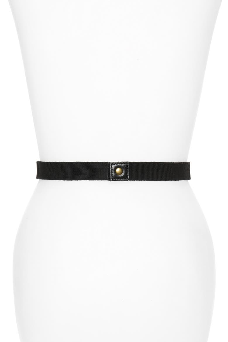 Loop Stretch Leather Belt, Alternate, color, BLACK