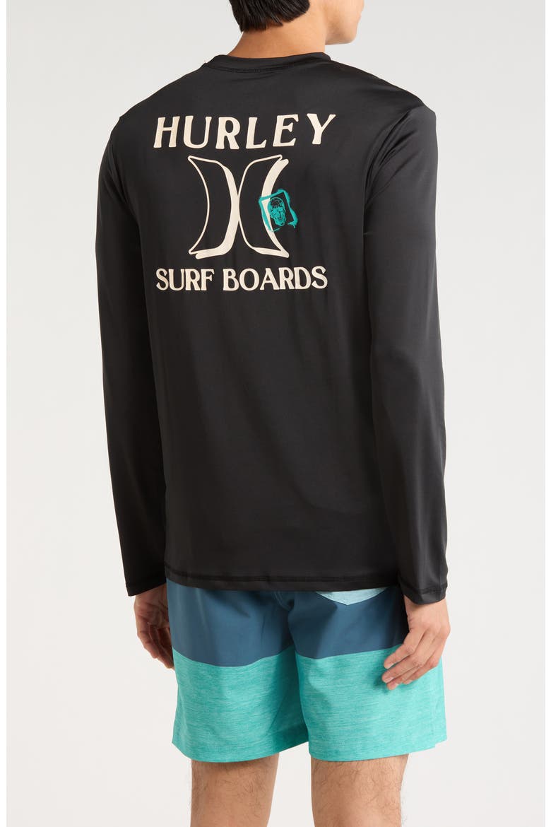 Surfboard Long Sleeve Sunshirt, Alternate, color, BLACK