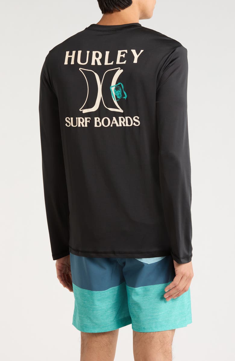 Hurley Surfboard Long Sleeve Sunshirt, Alternate, color, Black