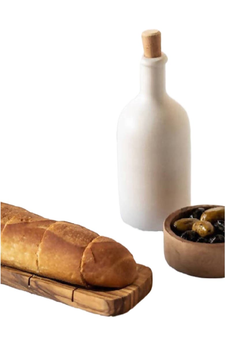 Gharyan Stoneware Olive Wood Bread Slicing Board, Alternate, color, Natural