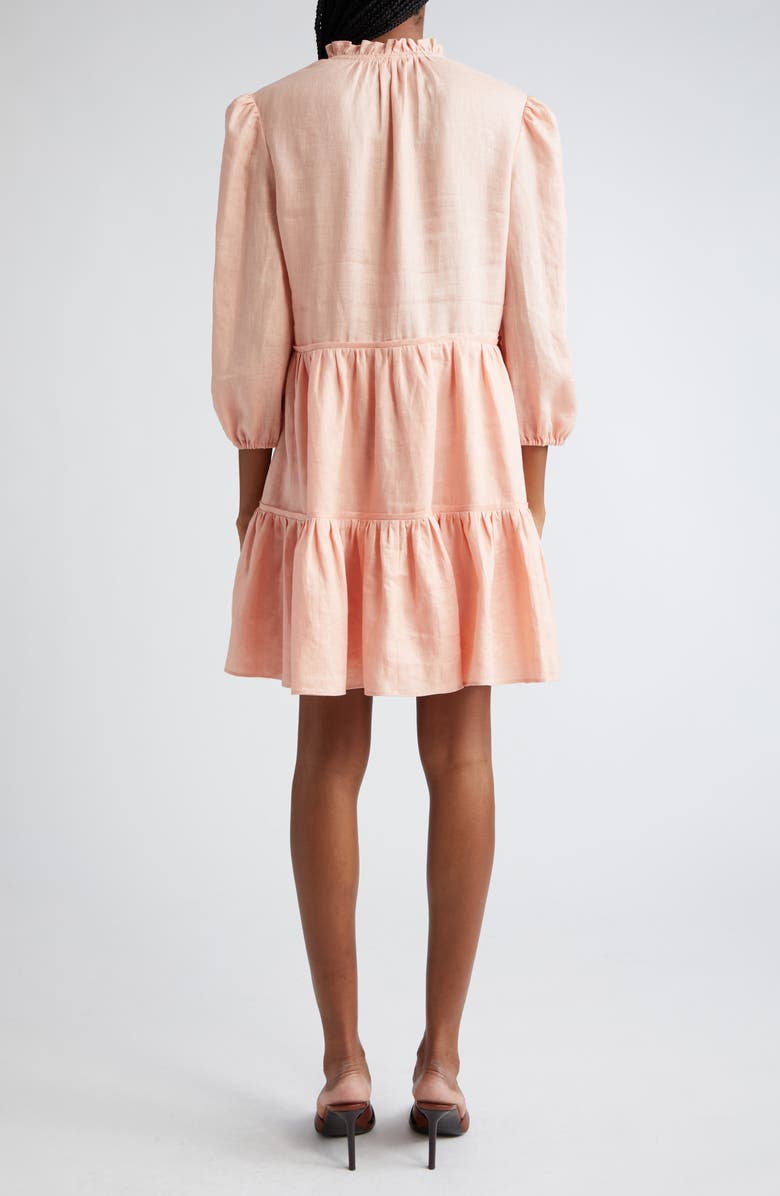 Veronica Beard Hawken Tiered Linen Minidress, Alternate, color,