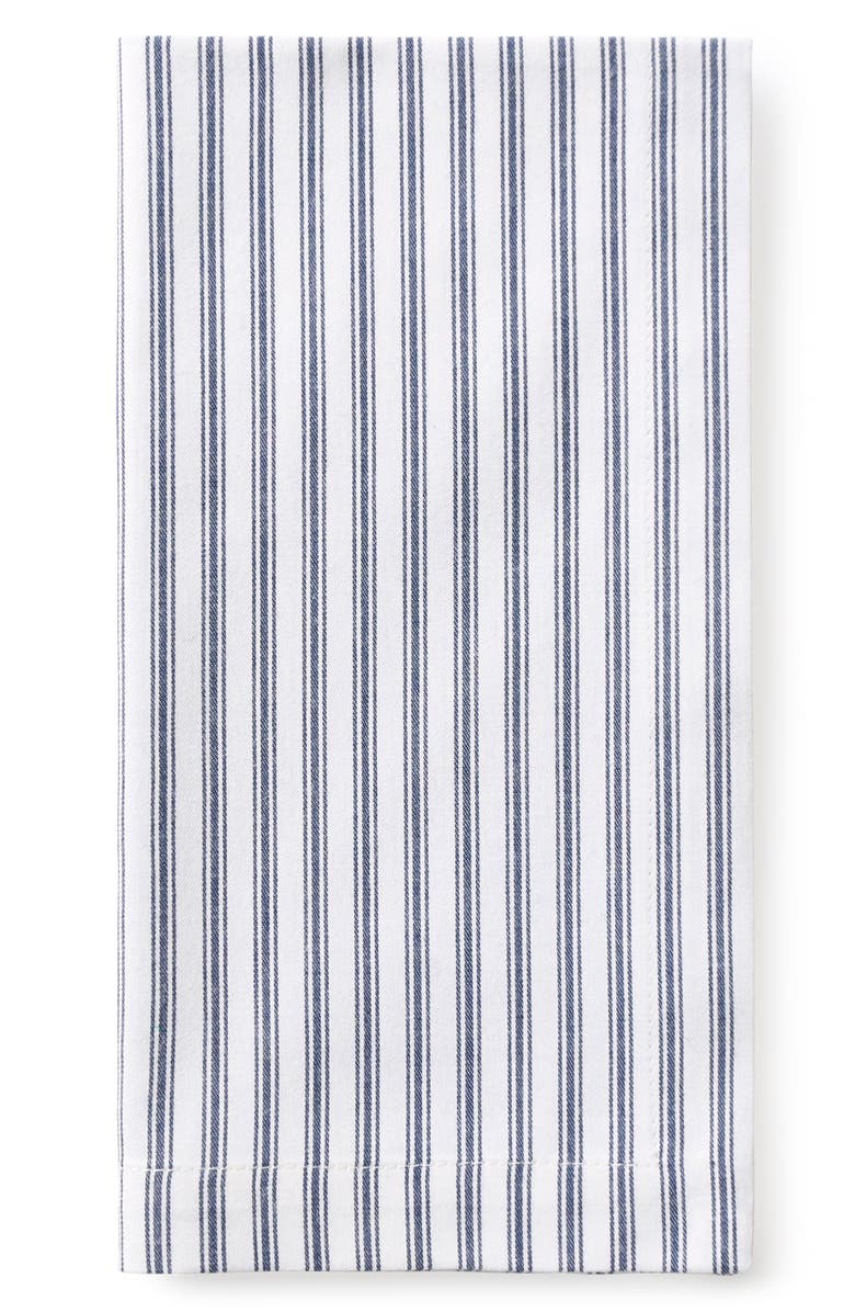 Petite Plume Set of 4 French Ticking Cotton Napins, Main, color, Navy