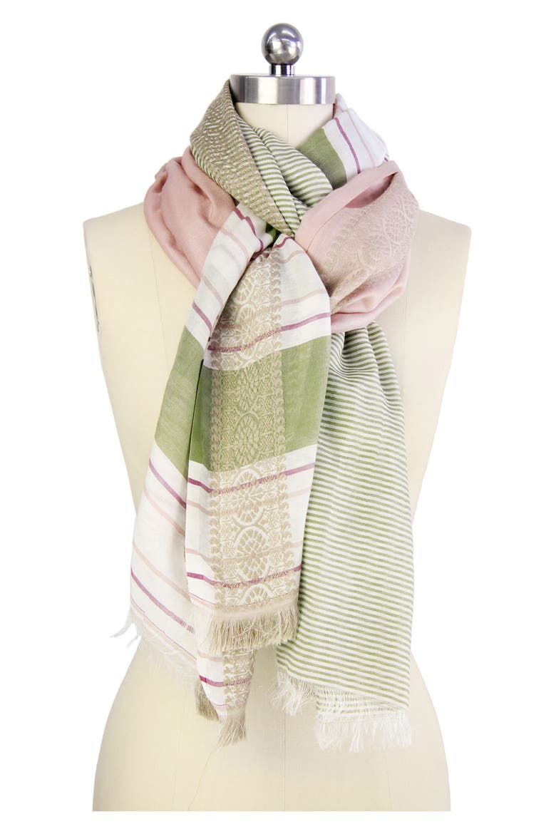 Color Block Stripe Scarf, Alternate, color, WHITE MULTI
