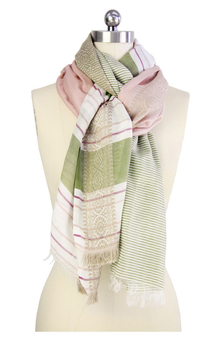 SAACHI Color Block Stripe Scarf, Alternate, color, White Multi