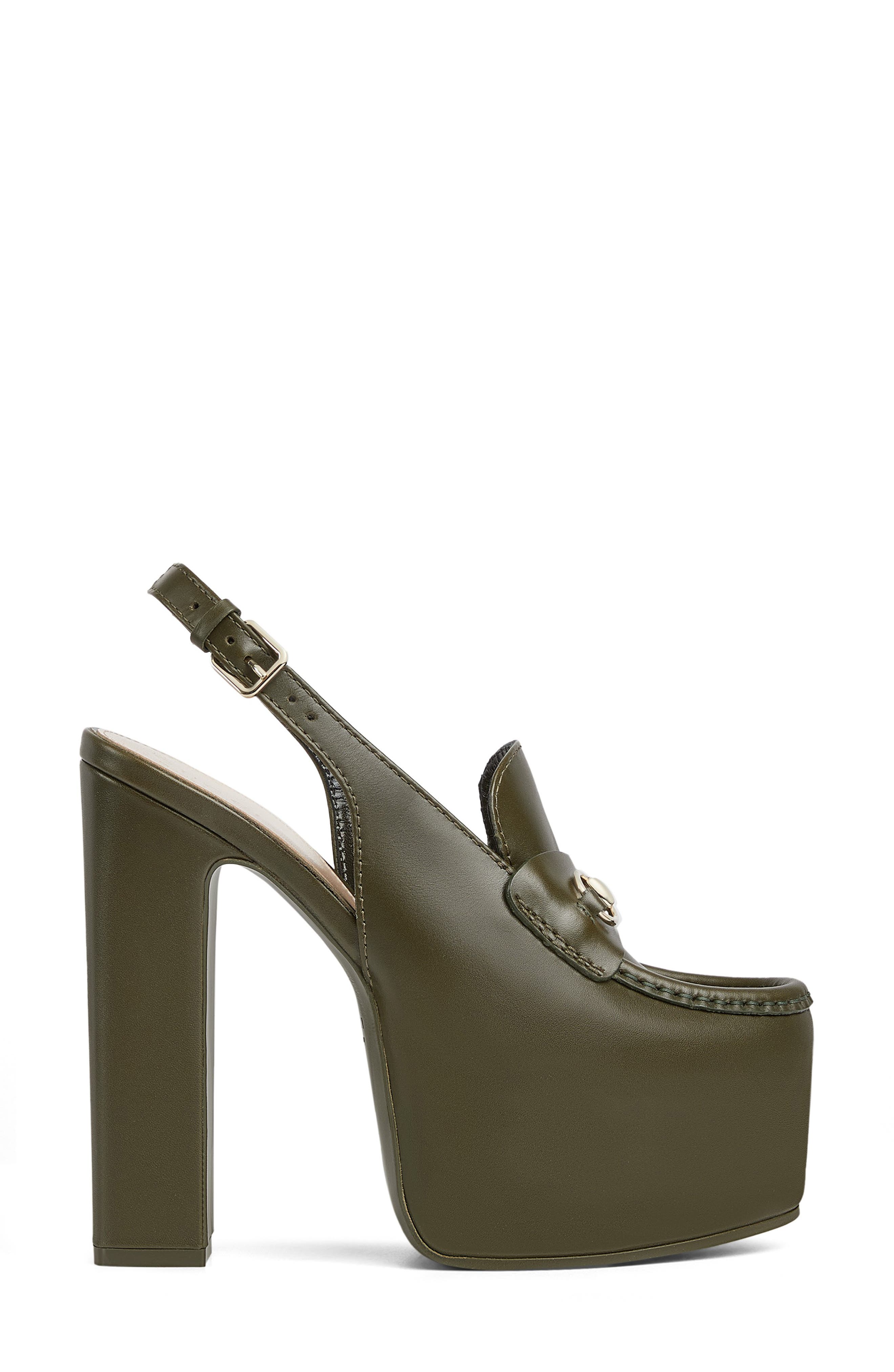 Gucci Horsebit Platform Slingback Loafer Pump, Alternate, color, 