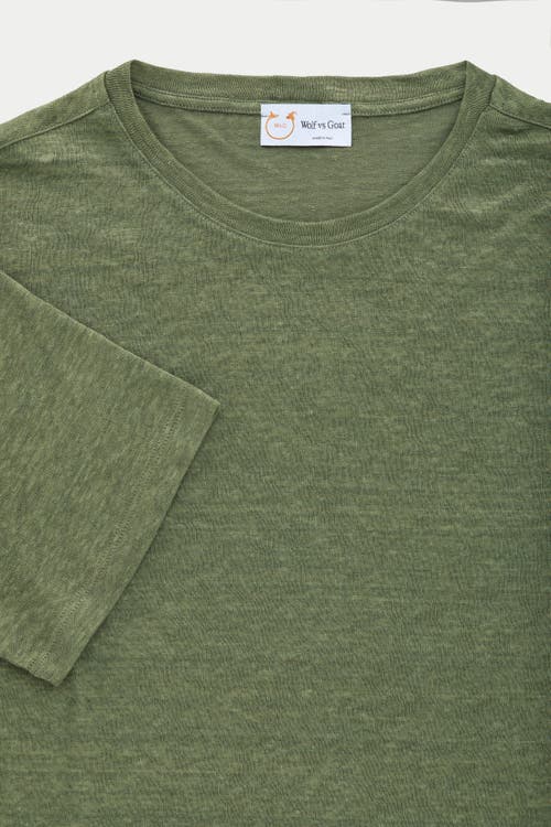 Wolf Vs. Goat (wvg) Short Sleeve Linen Crew Neck Tee In Green
