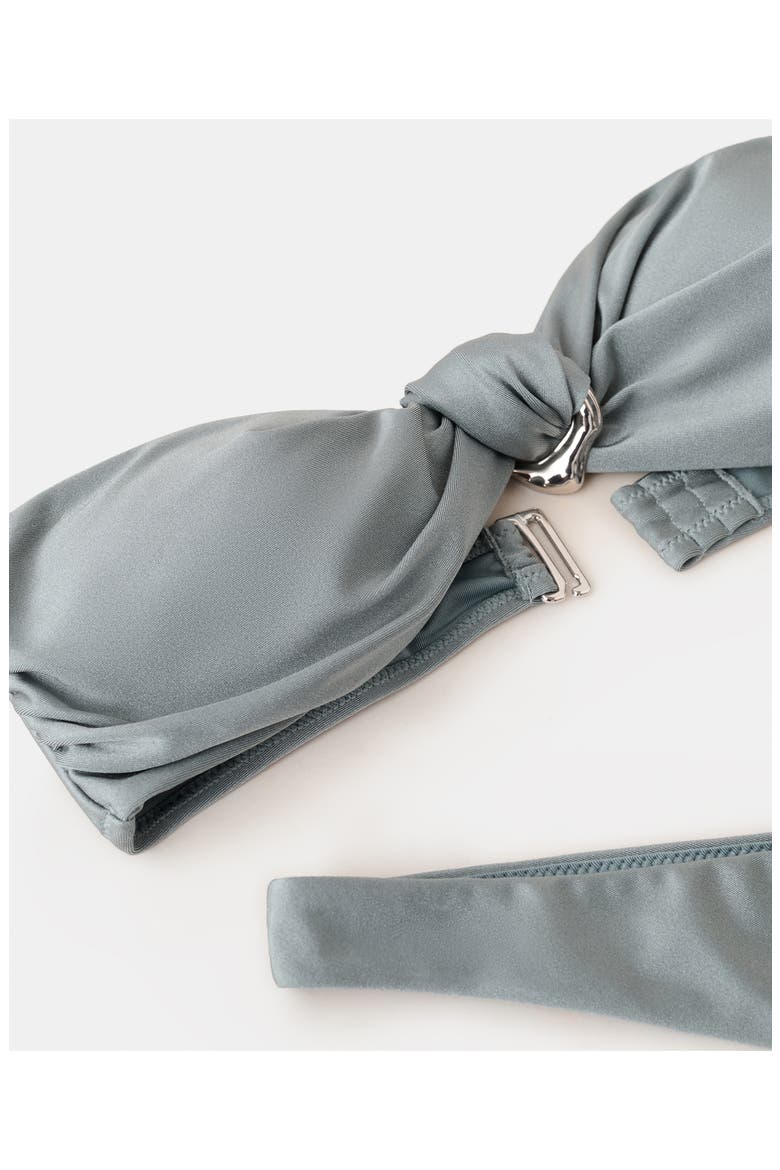 Shiny Finish Bandeau Swim Top, Alternate, color, GREY