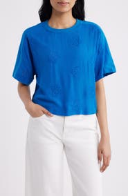 CITY BLUES Eyelet Crop T-Shirt