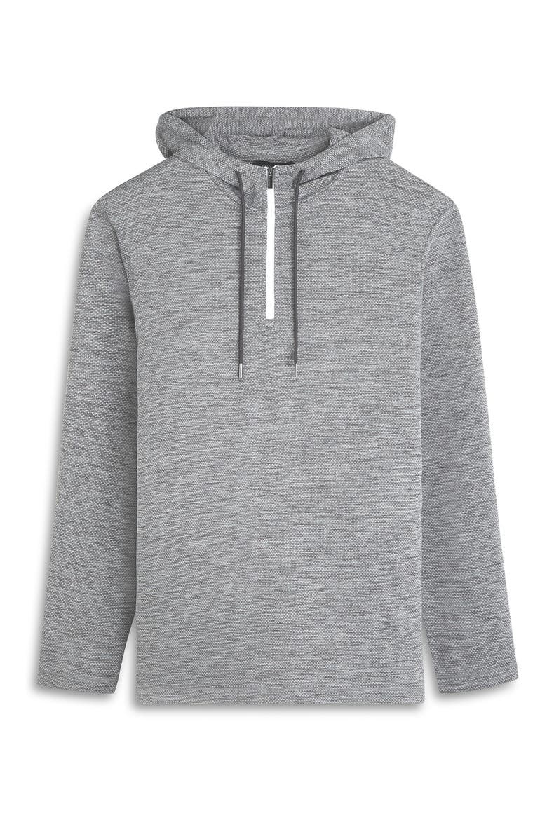 Quarter Zip Performance Hoodie, Alternate, color, HEATHERED BLACK