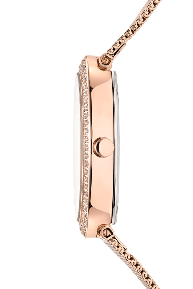 Women's Eloise Oval Guilloche Dial Topaz Stainless Steel Watch, Alternate, color, ROSE/ WHITE