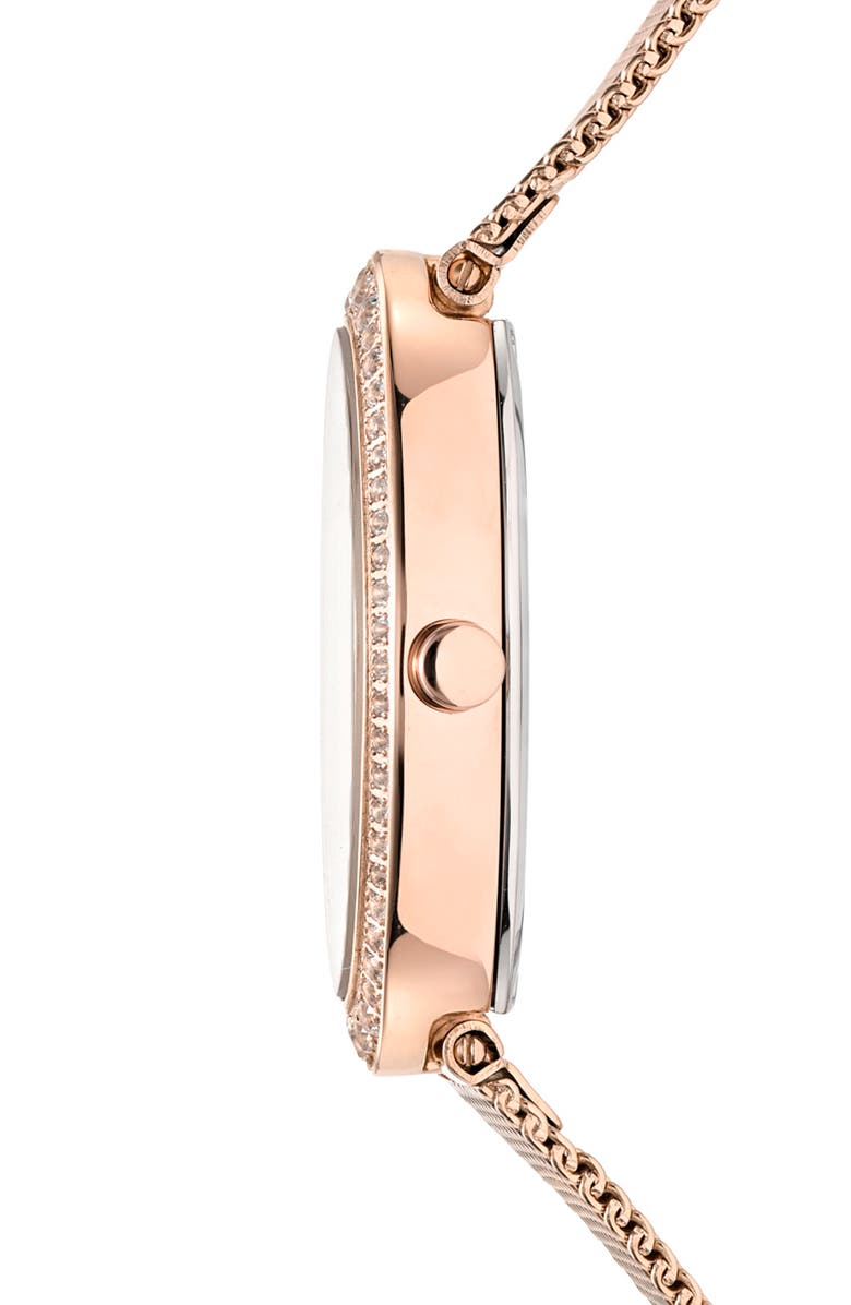 PORSAMO BLEU Women's Eloise Oval Guilloche Dial Topaz Stainless Steel Watch, Alternate, color, Rose/ White