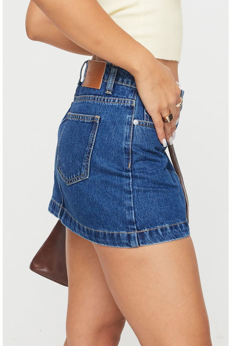 Nickei Denim Miniskirt, Alternate, color, MID WASH