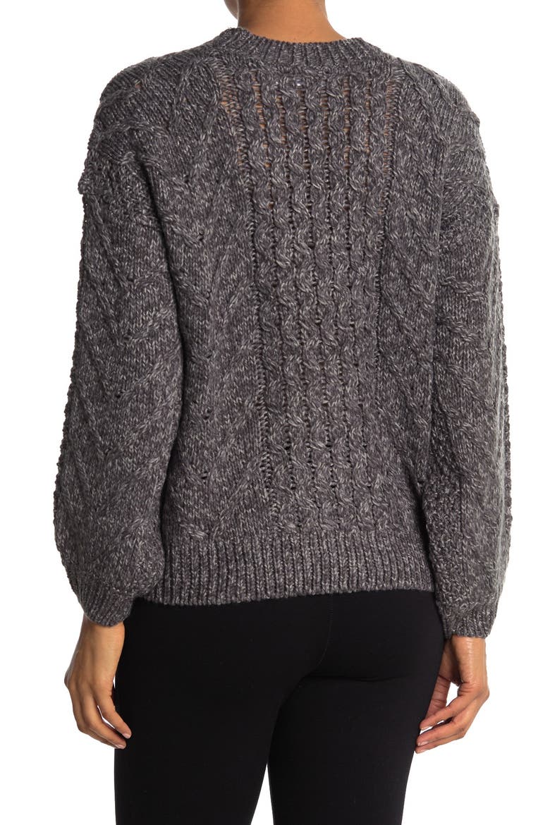 All Over Cable Pullover, Alternate, color, GREY TWIST