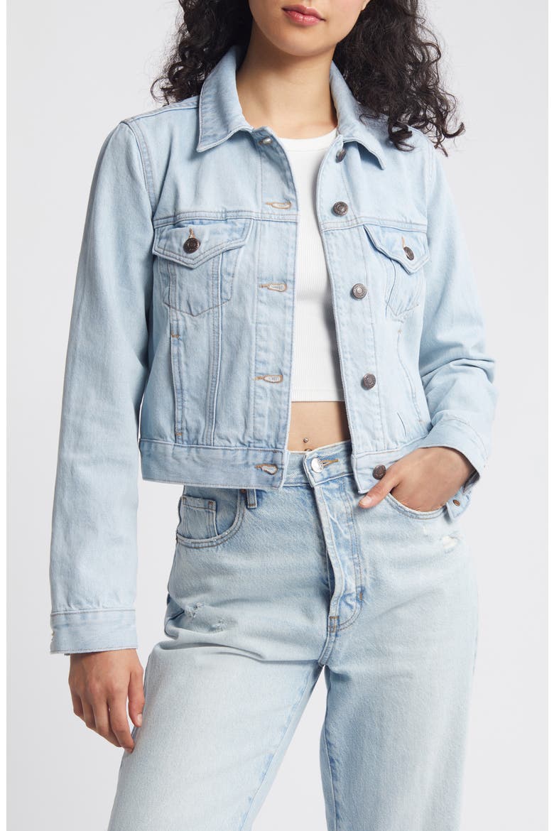 Tilda Crop Denim Jacket, Main, color, LIGHT BLUE