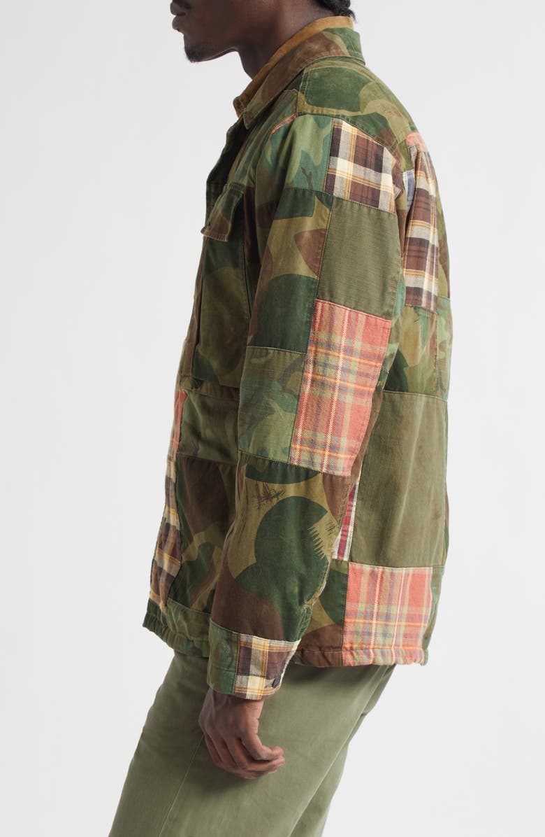 Double RL Padded Patchwork Overshirt, Alternate, color, Camo/ Plaid Patchwork
