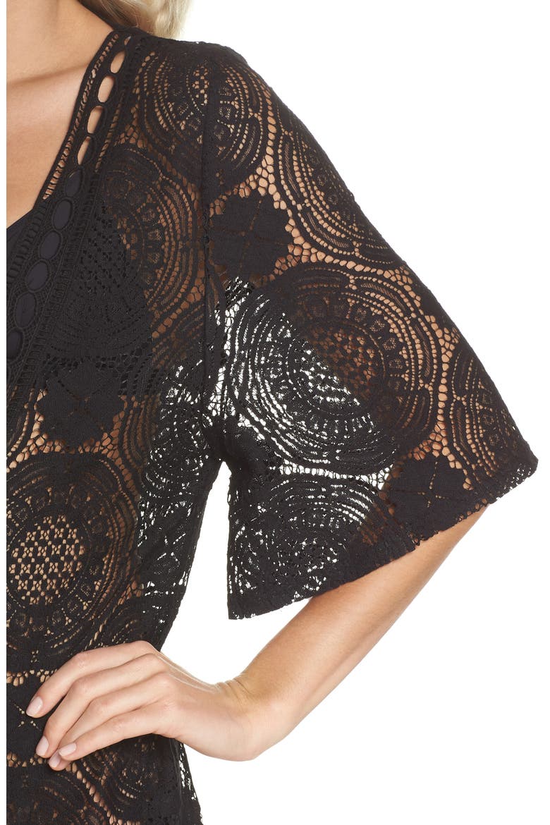 Lace Cover-Up Maxi Dress, Alternate, color, BLACK