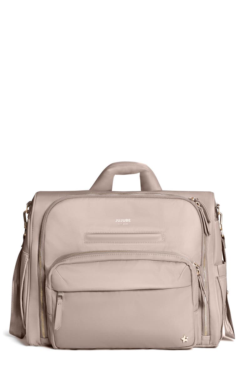 Twill Diaper Backpack Satchel, Main, color, TAUPE
