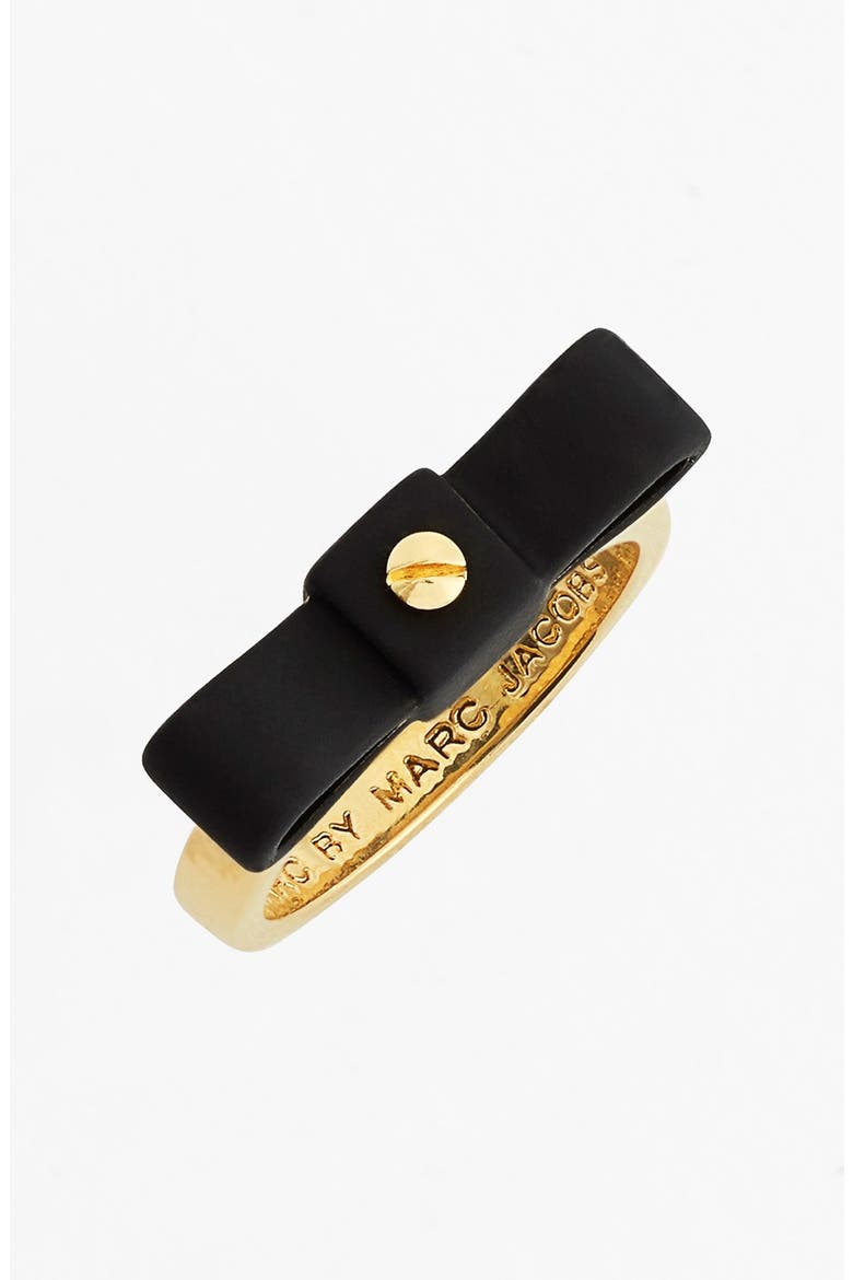 'Bow Tie' Ring, Main, color, BLACK