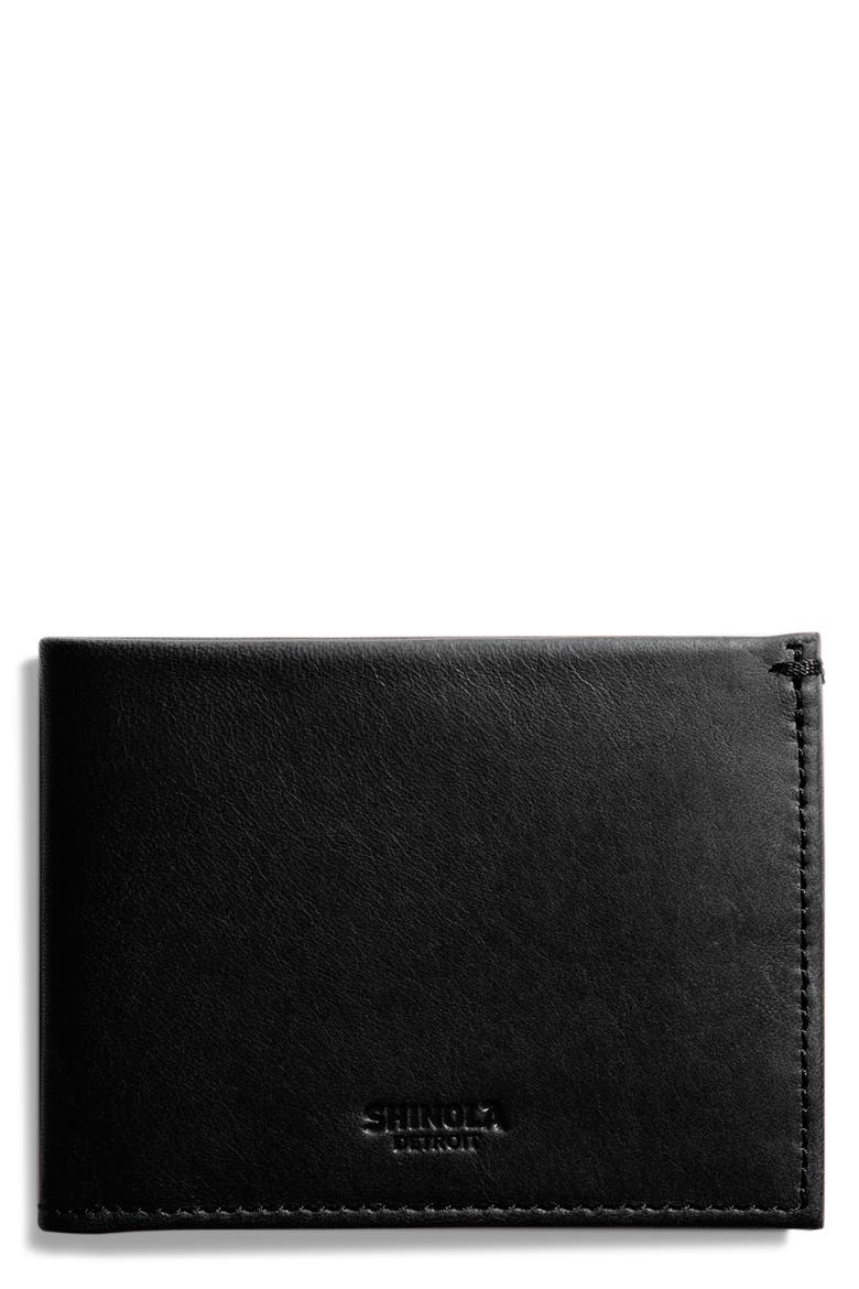 Slim Bifold Leather Wallet, Main, color, BLACK