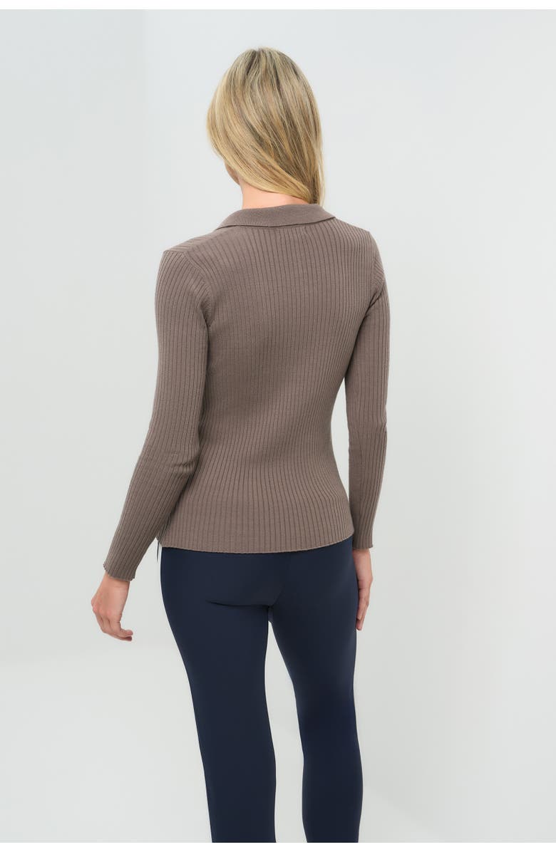 Anatomie Georgie Rib Sweater Knit Collared Top, Alternate, color, Taupe